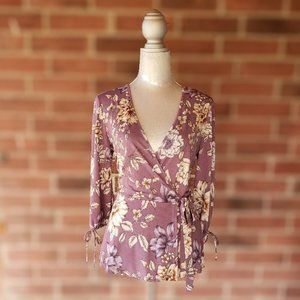 PerSeption Concept Faux Wrap Peplum Blouse Size S